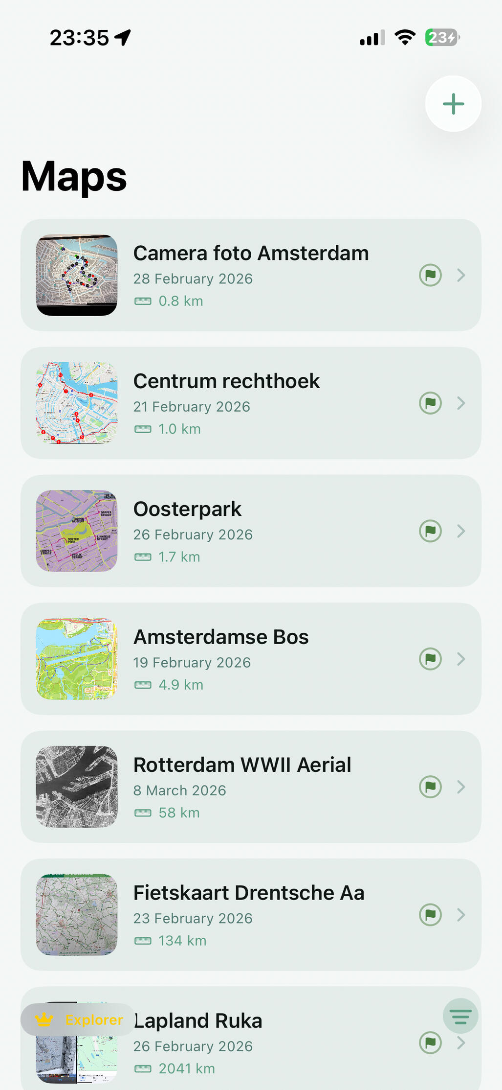 Watch your maps appear in the list, sorted by distance from your current location or name!