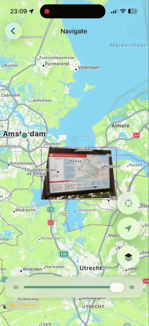 ProjectScreen Watch your maps appear in the list, sorted by distance from your current location or name!